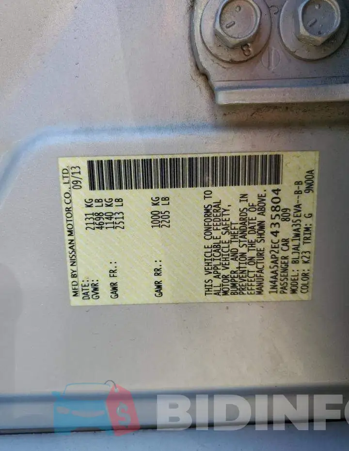 1N4AA5AP2EC435804 Photo# 12