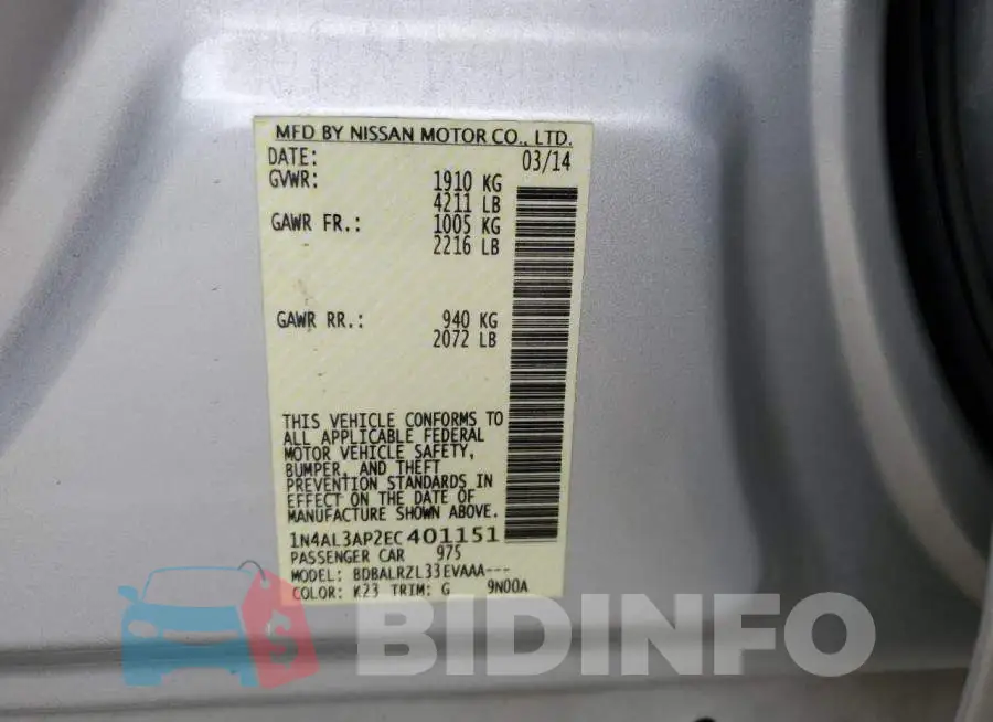 1N4AL3AP2EC401151 Photo# 13