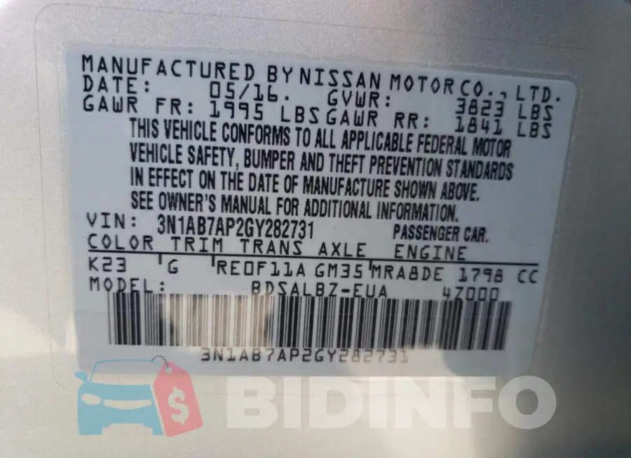 3N1AB7AP2GY282731 Photo# 12