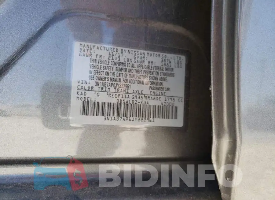 3N1AB7AP6JY222961 Photo# 12