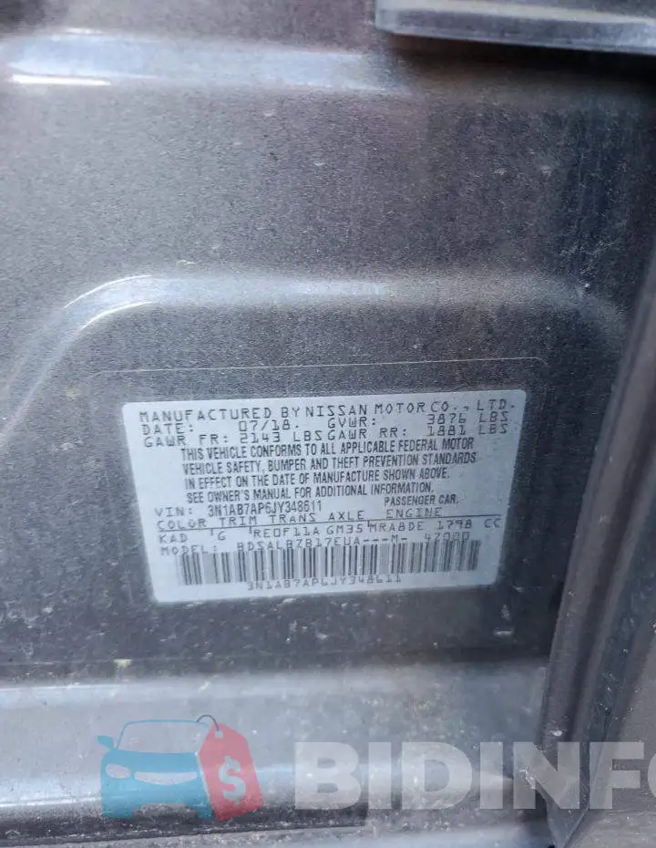 3N1AB7AP6JY348611 Photo# 12