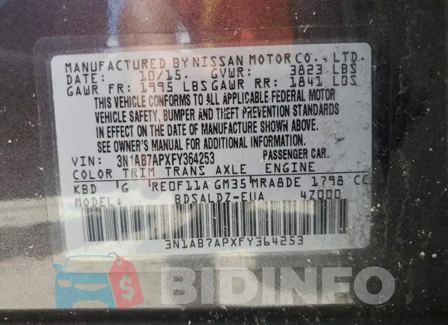 3N1AB7APXFY364253 Photo# 13