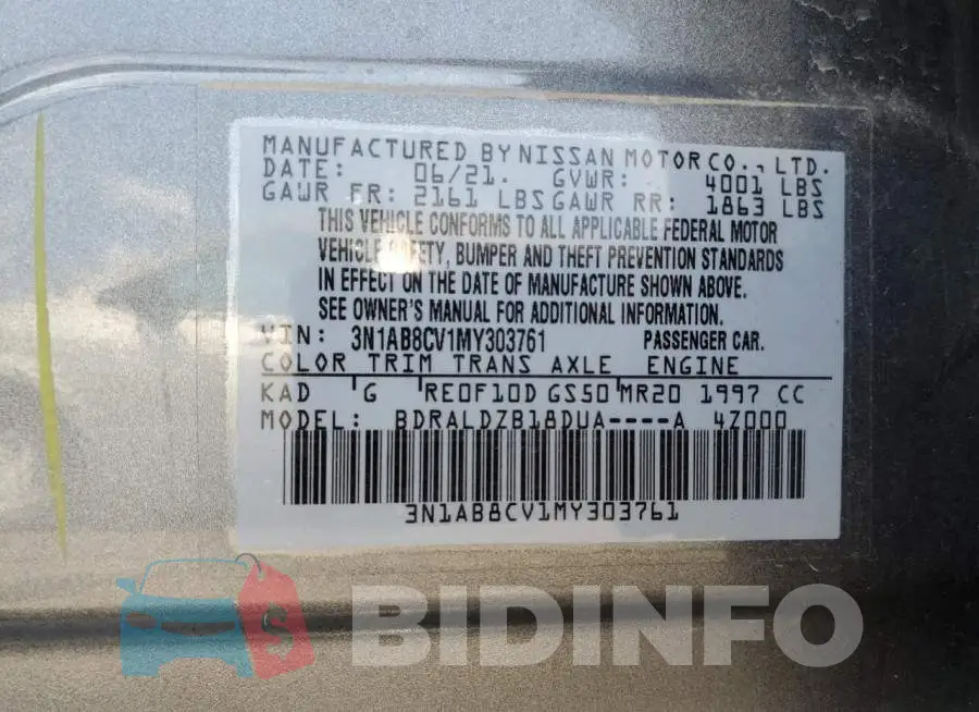 3N1AB8CV1MY303761 Photo# 12