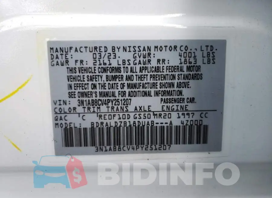 3N1AB8CV4PY251207 Photo# 12