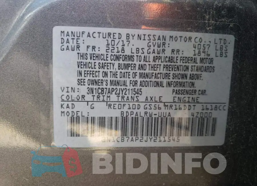3N1CB7AP2JY211545 Photo# 12