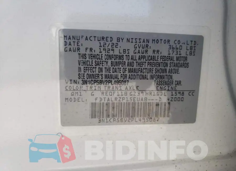 3N1CP5BV2PL495087 Photo# 13