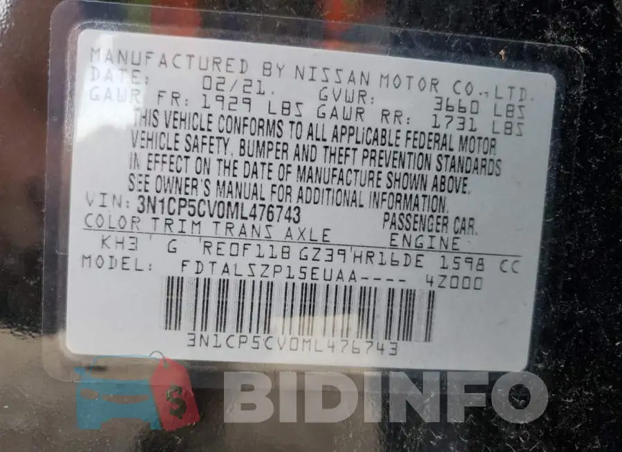 3N1CP5CV0ML476743 Photo# 14