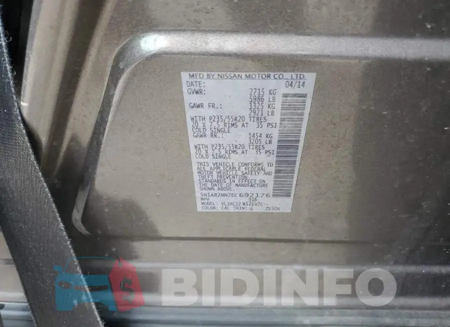5N1AR2MN2EC692176 Photo# 13