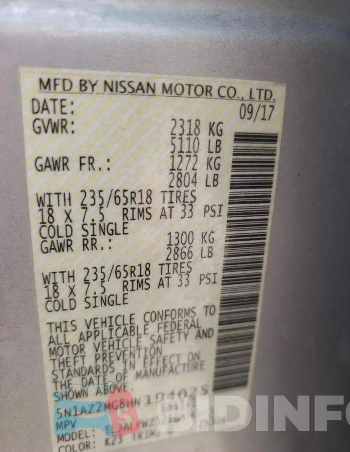 5N1AZ2MG8HN194025 Photo# 13