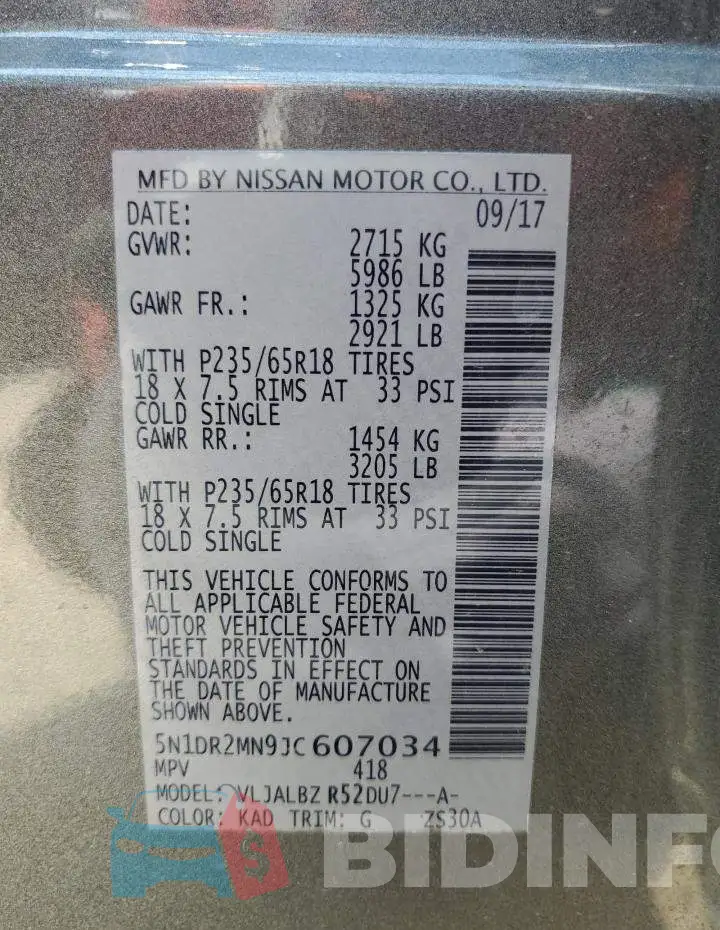 5N1DR2MN9JC607034 Photo# 14