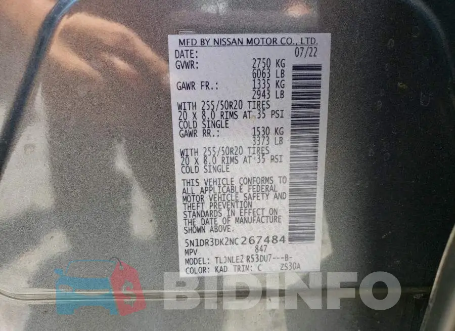 5N1DR3DK2NC267484 Photo# 13