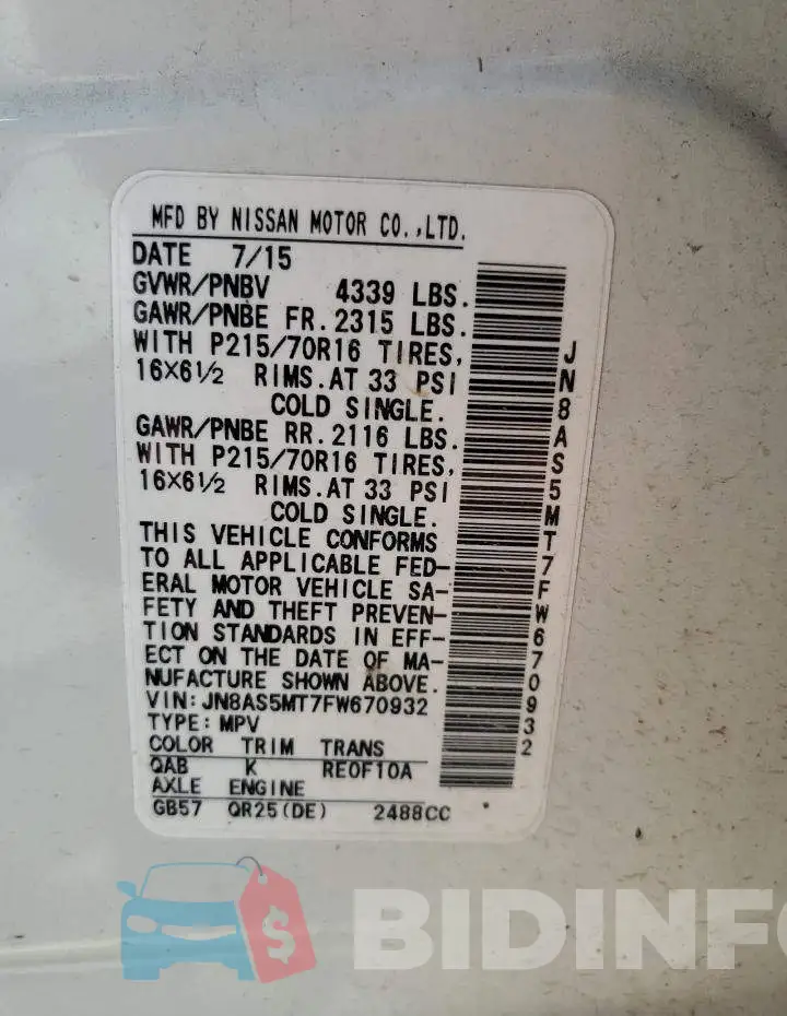 JN8AS5MT7FW670932 Photo# 13