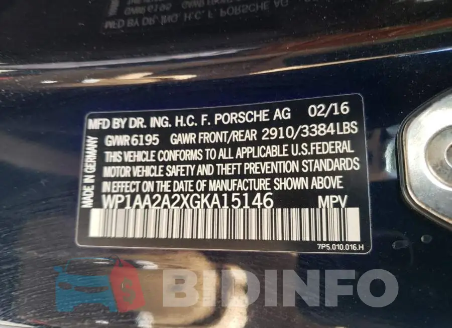 WP1AA2A2XGKA15146 Photo# 13