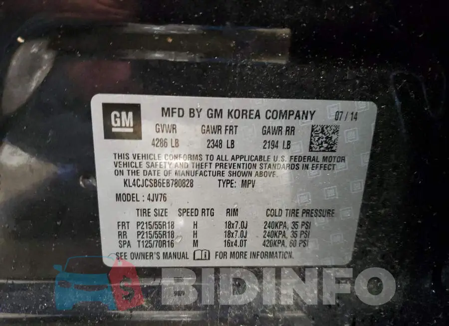 KL4CJCSB6EB780828 Photo# 13