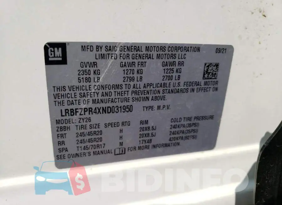 LRBFZPR4XND031950 Photo# 13