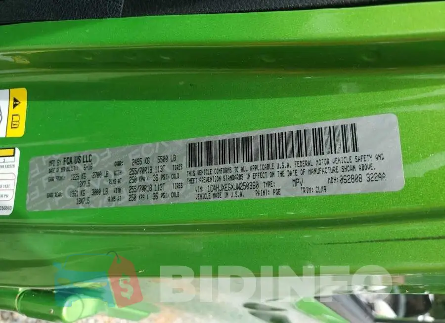 1C4HJXEGXJW250360 Photo# 13