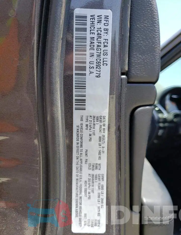 1C4RJFAG7MC692779 Photo# 14