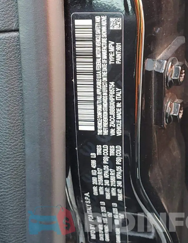 ZACCJBBBXHPF65754 Photo# 13