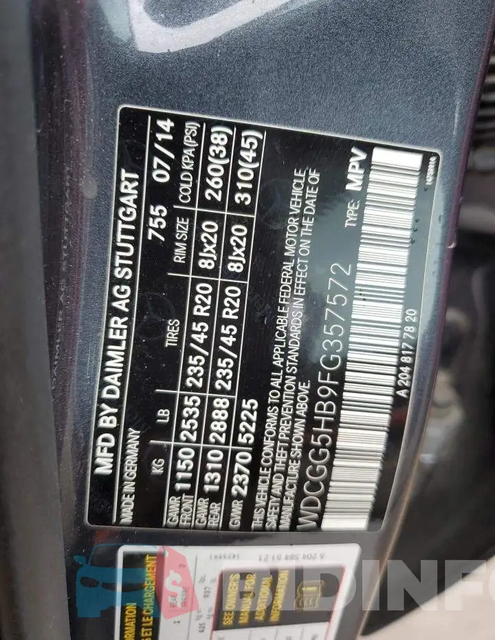 WDCGG5HB9FG357572 Photo# 13