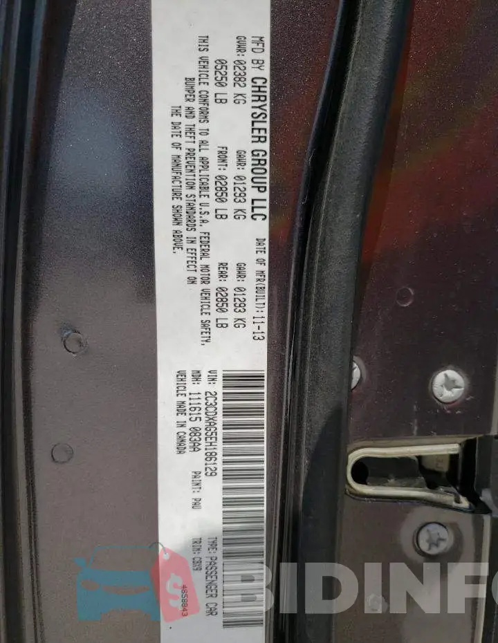 2C3CDXAG5EH186129 Photo# 12