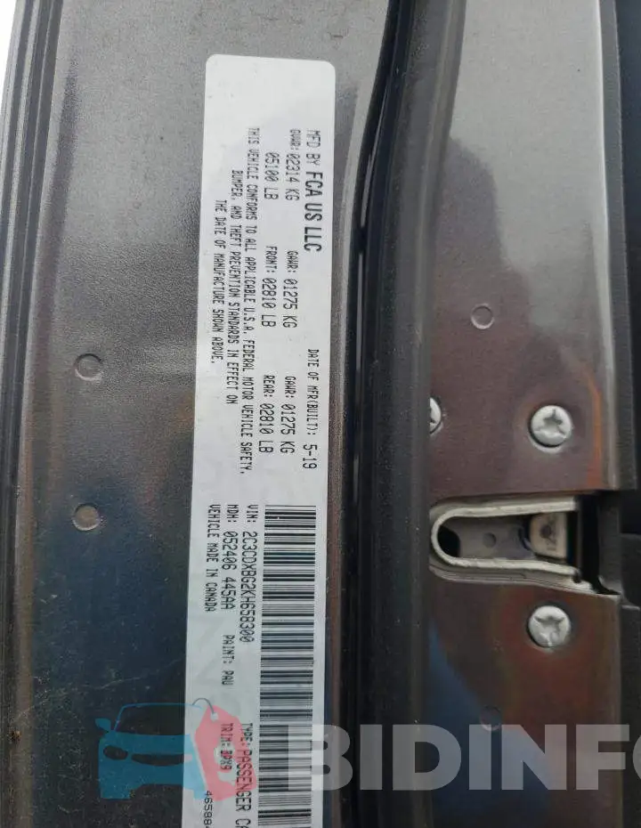 2C3CDXBG2KH658300 Photo# 12