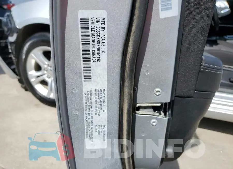 2C3CDXBGXNH161192 Photo# 13