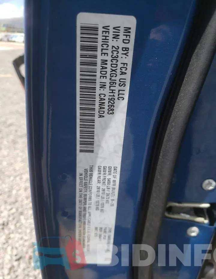 2C3CDXGJ6LH192683 Photo# 12