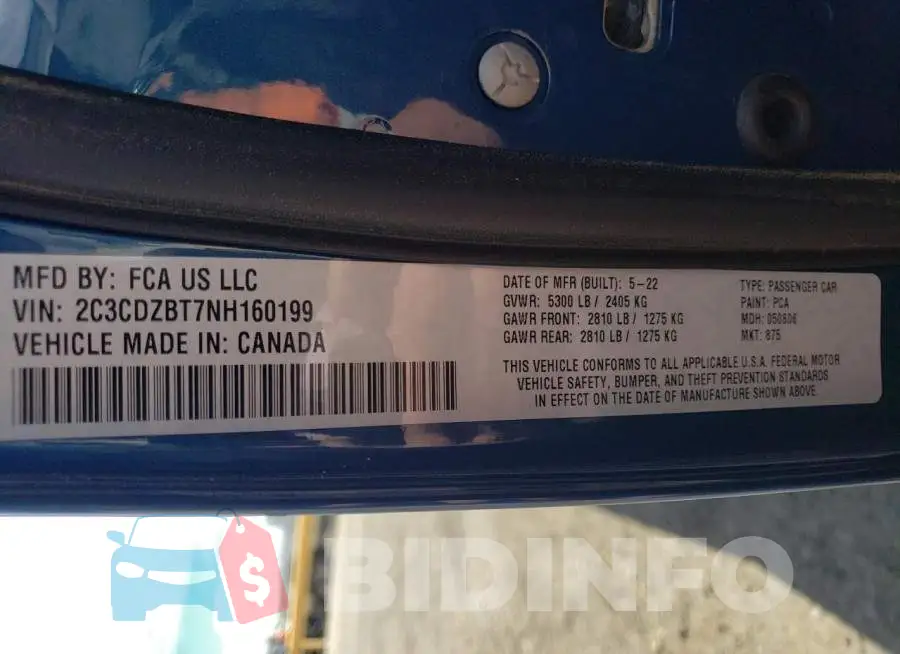 2C3CDZBT7NH160199 Photo# 12