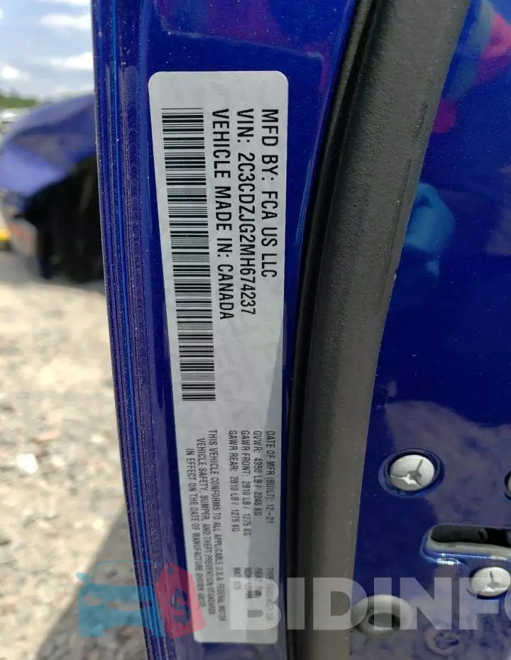 2C3CDZJG2MH674237 Photo# 12