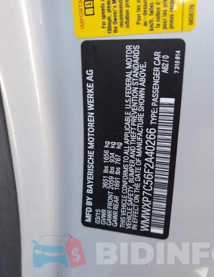 WMWXP7C56F2A40266 Photo# 12