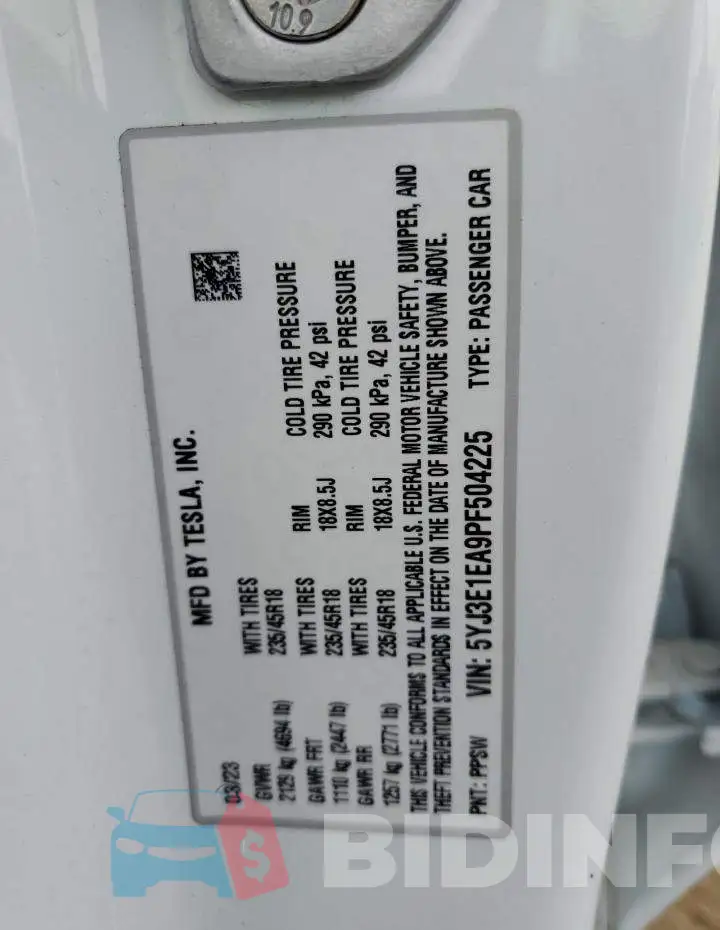 5YJ3E1EA9PF504225 Photo# 13