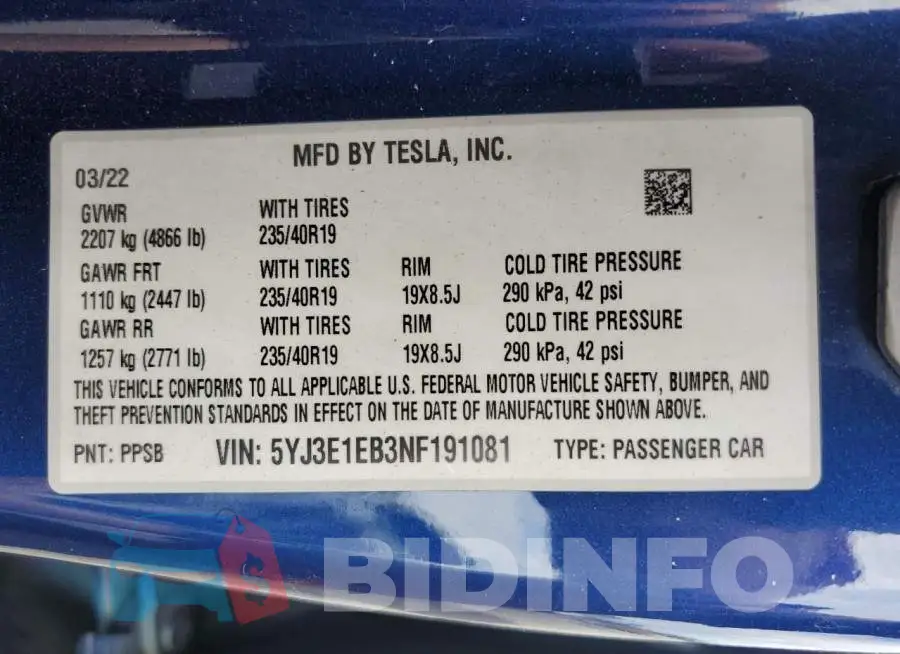 5YJ3E1EB3NF191081 Photo# 13