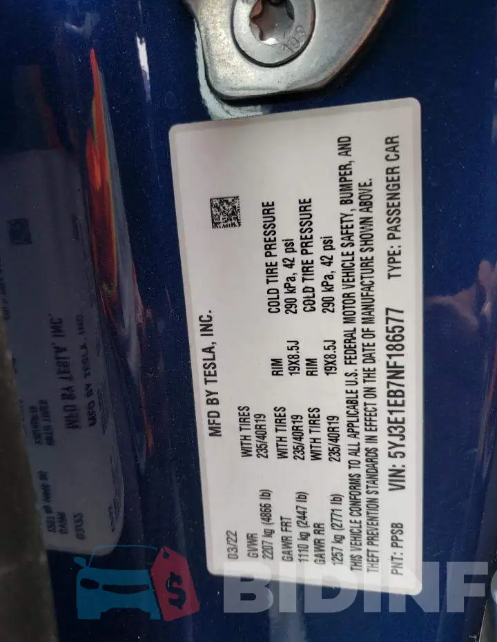 5YJ3E1EB7NF186577 Photo# 12
