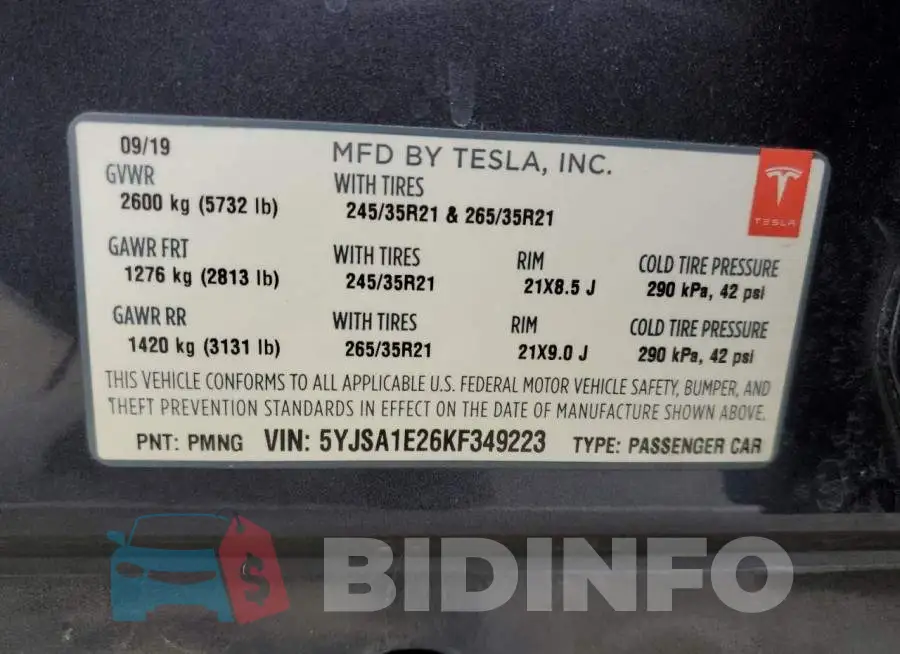5YJSA1E26KF349223 Photo# 13