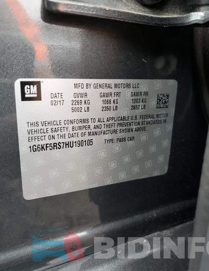 1G6KF5RS7HU190105 Photo# 12