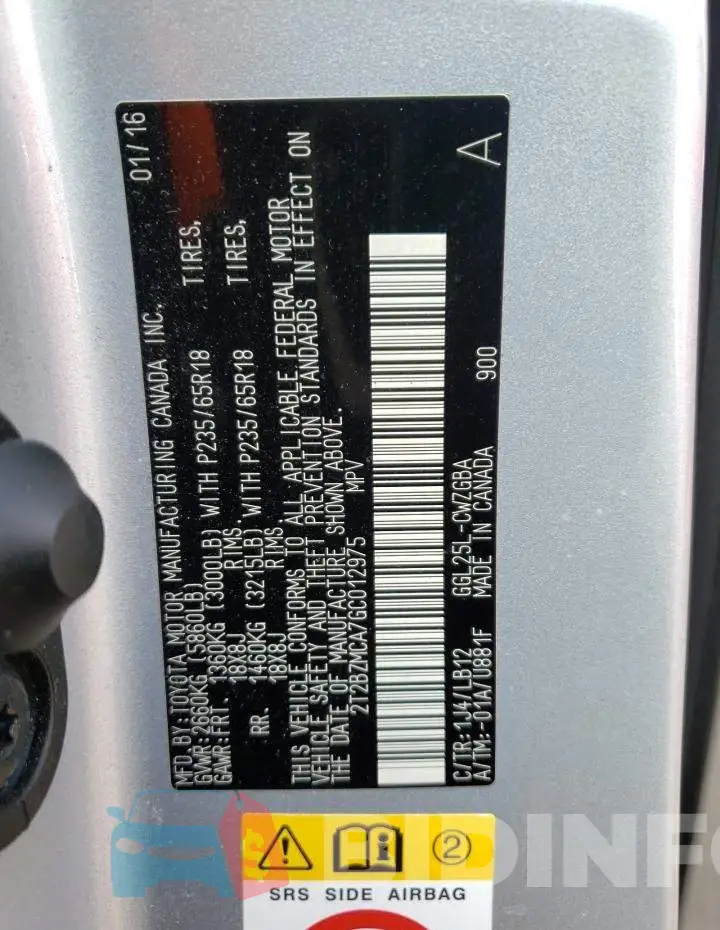 2T2BZMCA7GC012975 Photo# 12