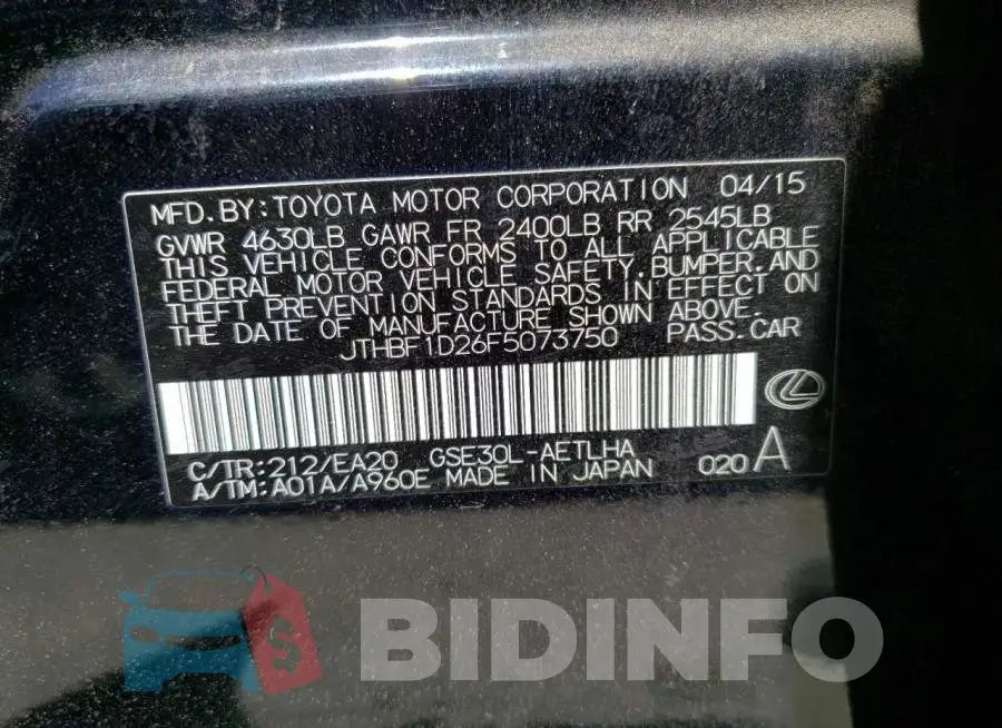 JTHBF1D26F5073750 Photo# 12