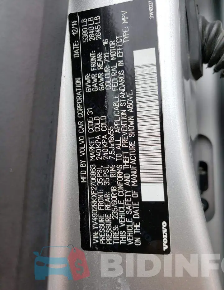 YV4902RKXF2706863 Photo# 13