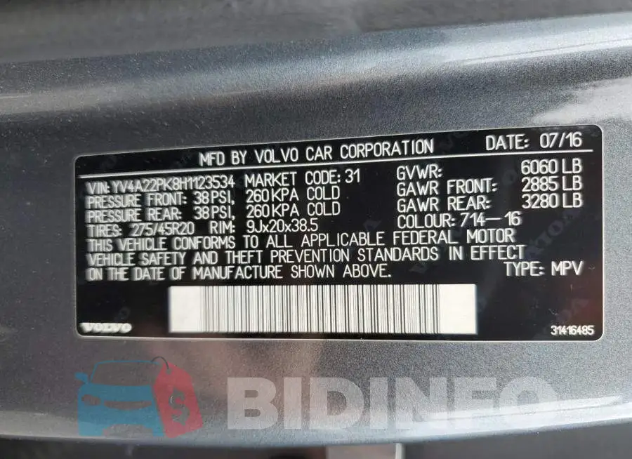 YV4A22PK8H1123534 Photo# 12