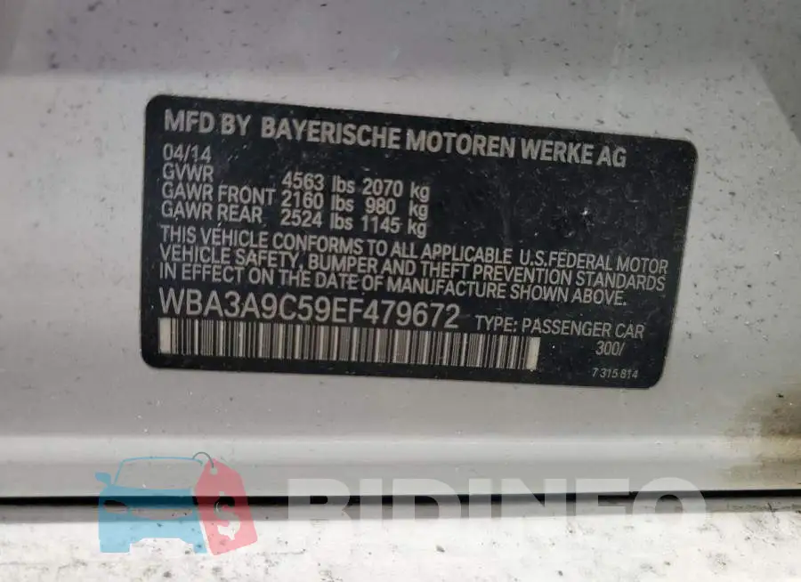 WBA3A9C59EF479672 Photo# 12