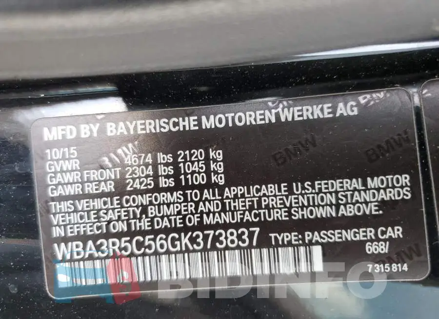 WBA3R5C56GK373837 Photo# 12