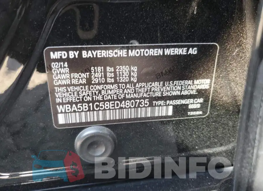 WBA5B1C58ED480735 Photo# 13