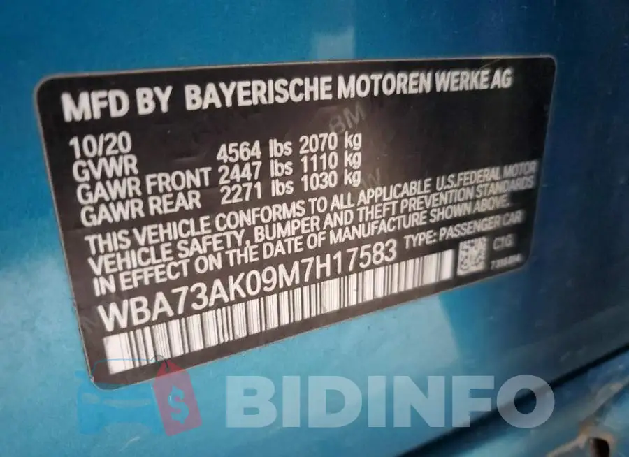 WBA73AK09M7H17583 Photo# 12