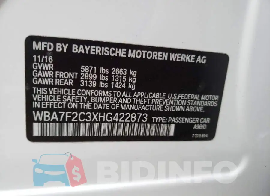 WBA7F2C3XHG422873 Photo# 12