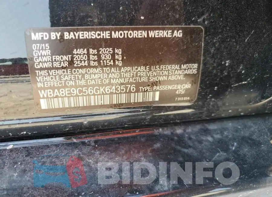 WBA8E9C56GK643576 Photo# 12