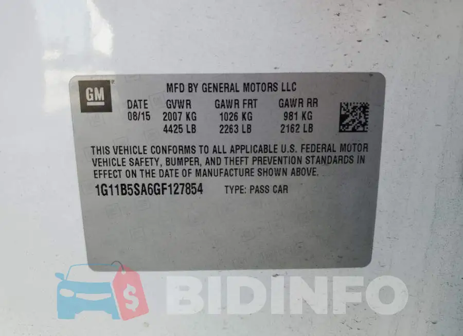 1G11B5SA6GF127854 Photo# 12
