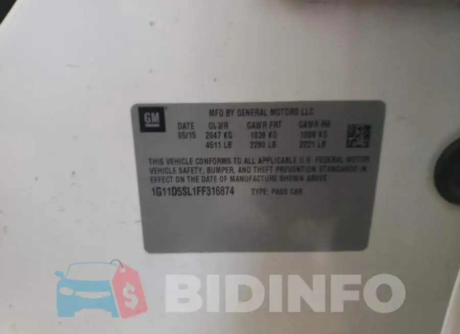 1G11D5SL1FF316874 Photo# 12