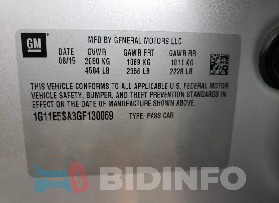1G11E5SA3GF130069 Photo# 12