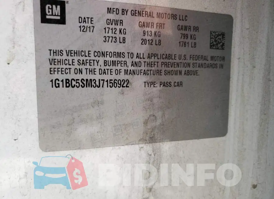 1G1BC5SM3J7156922 Photo# 12