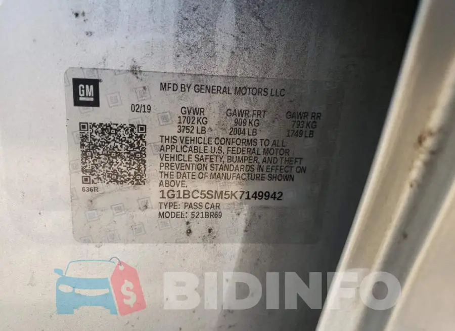 1G1BC5SM5K7149942 Photo# 12